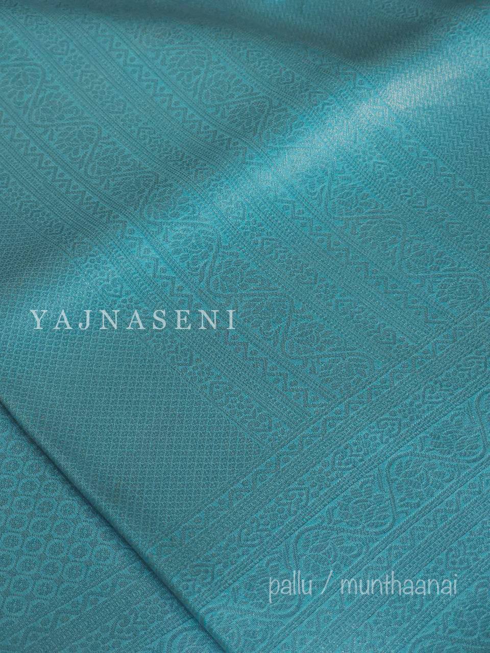 Kubera Pattu Saree - Sky Blue x Hot Pink