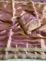 Load image into Gallery viewer, Satina Space Silk Saree x Embroidery : Lilac
