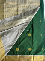 Load image into Gallery viewer, Kanchipuram Semi Silk Saree - Bottle Green x Grey
