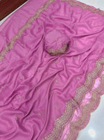 Load image into Gallery viewer, Chiffon saree x Embroidery x Pearls : Lilac
