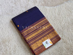 Load image into Gallery viewer, Kanchi Cotton Saree x Ganga-Jamuna Border : Dark Blue x Mulberry x Brown
