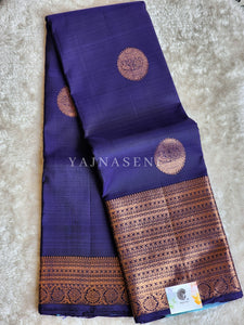 Sapphire - Pure Kanjivaram Silk Saree with Copper Zari