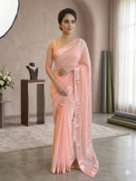 Load image into Gallery viewer, Viscose Georgette Saree : Peach
