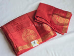 Load image into Gallery viewer, Blended Viscose Chinnon Silk Saree x Checkered x Elephant Border : Red
