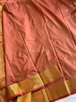 Load image into Gallery viewer, Minimalist Semi Silk Saree x Gold Zari - Burnt Sienna
