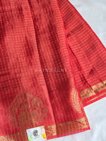 Load image into Gallery viewer, Blended Viscose Chinnon Silk Saree x Checkered x Elephant Border : Red
