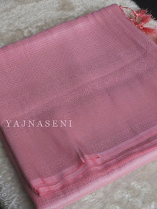 Kubera Pattu Saree - Pastel Pink x Pine Green