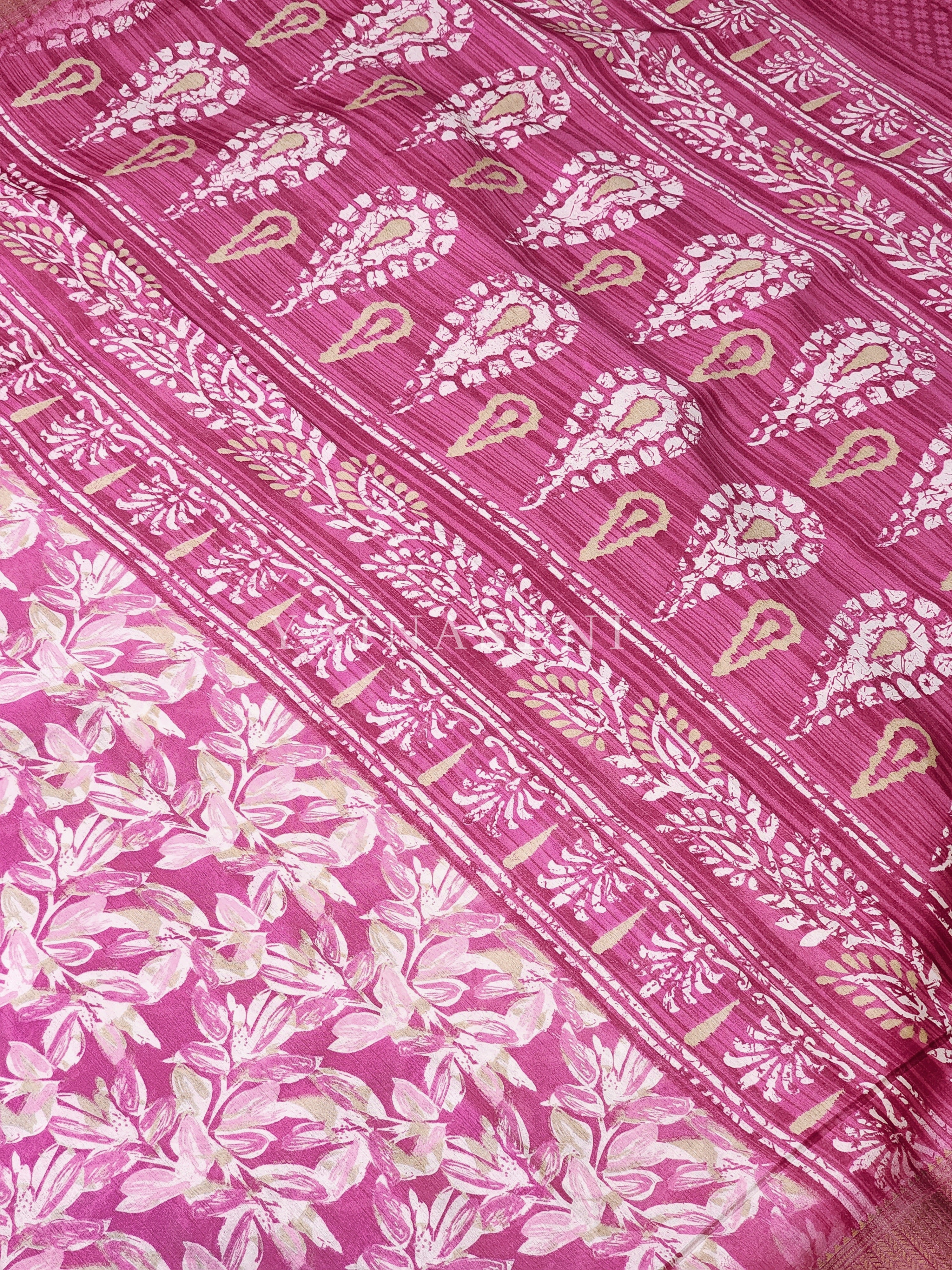 Floral Printed Saree - Sweet Pink