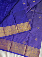 Load image into Gallery viewer, Vaira Oosi Checkered x Peacock Semi Silk Saree - Royal Blue
