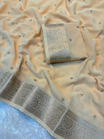 Load image into Gallery viewer, Chiffon Saree x Sequins x Small Border : Buttercream
