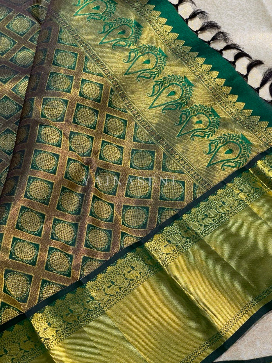 MOONLIT GROVE - Pure Kanjivaram Silk Saree with Gold Zari