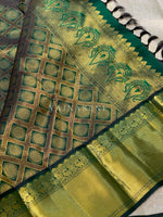 Load image into Gallery viewer, MOONLIT GROVE - Pure Kanjivaram Silk Saree with Gold Zari
