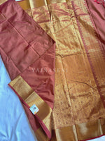 Load image into Gallery viewer, Minimalist Semi Silk Saree x Gold Zari - Burnt Sienna

