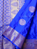Load image into Gallery viewer, Semi Soft Silk Gold Zari Saree - Sapphire
