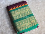 Load image into Gallery viewer, Kanchi Cotton Saree x Elephant &amp; Peacock Tall Border : Deep Wine x Green

