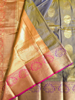 Load image into Gallery viewer, Kanchipuram Silk Saree - Dark Sage x Gold [Two-Tone]
