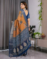 Load image into Gallery viewer, Linen Cotton Saree - Rooted Katha
