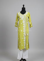 Load image into Gallery viewer, JENATHI [L/40] - Straight Cut Kurti Set (Chartreuse)
