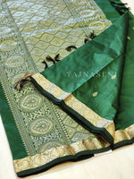Load image into Gallery viewer, Kanchi cotton silk saree x mini border : Green
