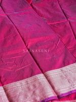 Load image into Gallery viewer, Semi Soft Silk Silver Zari Saree - Berry
