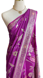 Load image into Gallery viewer, Botanical Weave Semi Silk Saree : Purple
