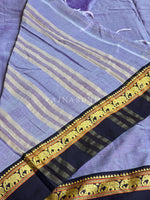 Load image into Gallery viewer, Narayanpet Mercerised Cotton Saree : Ash Purple x Black
