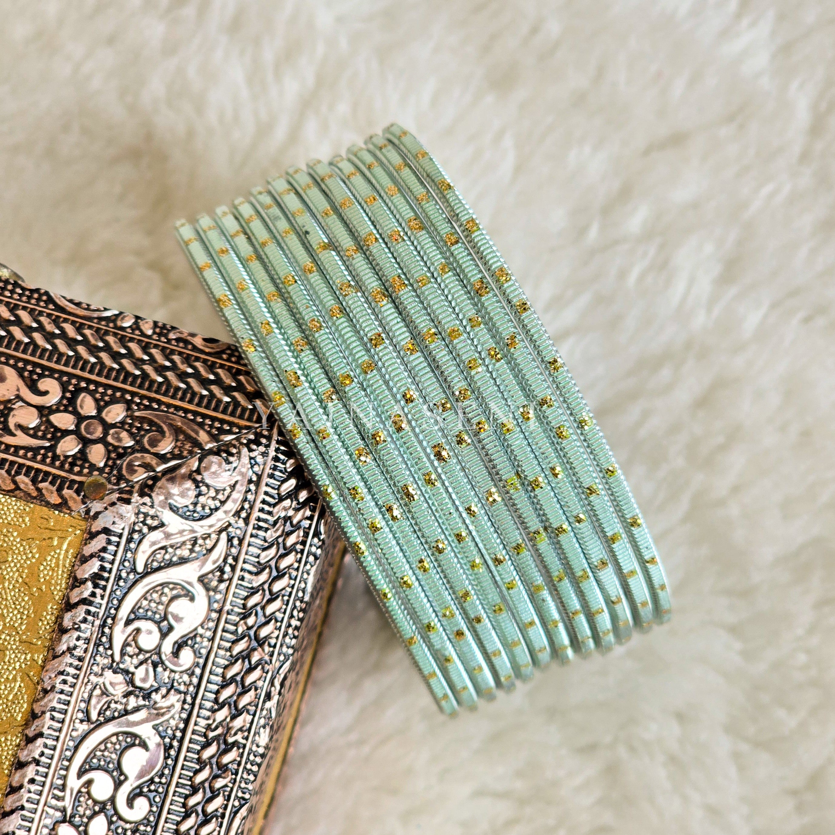 Metallic x Dot Bangles - Pastel Green