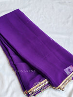 Load image into Gallery viewer, Chiffon Saree x Mirror Lace Border : Purple
