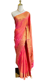 Load image into Gallery viewer, Vaira oosi x Checkered Saree - Sunset Pink
