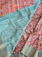 Load image into Gallery viewer, Dola Semi Silk Saree - Peach x Tiffany
