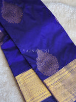 Load image into Gallery viewer, Semi Kanchi Silk x Gold Zari Saree - Royal Blue
