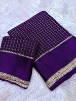 Load image into Gallery viewer, Checkered Viscose Georgette Saree : Dark Purple
