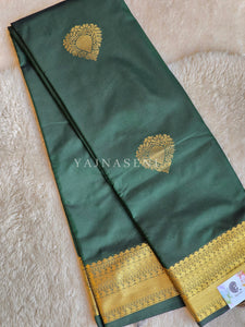 Soft Silk x Gold Zari Saree - Bottle Green