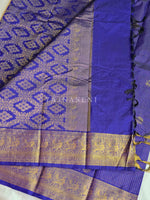 Load image into Gallery viewer, Vaira Oosi Checkered x Peacock Semi Silk Saree - Royal Blue
