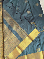 Load image into Gallery viewer, Kolam Motifs x Semi Soft Silk Saree - Timber Green
