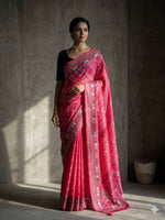 Load image into Gallery viewer, Printed Viscose Saree x Mirrors : Hot Pink
