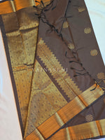 Load image into Gallery viewer, Kolam Motifs x Semi Soft Silk Saree - Dark Brown
