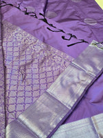 Load image into Gallery viewer, Semi Soft Silk Silver Zari Saree - Dark Lavender
