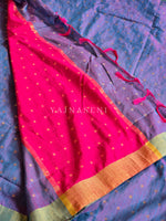 Load image into Gallery viewer, Blended Cotton Saree x Tissue border - Hot Pink x Violet
