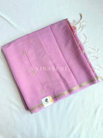 Load image into Gallery viewer, Maheswari Small Border Cotton Saree : Lilac x Hot Coral
