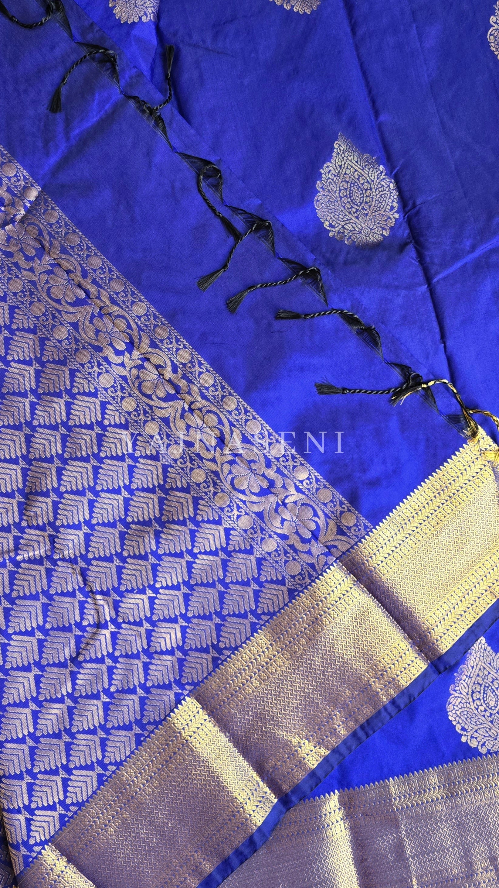 Semi Kanchi Silk x Gold Zari Saree - Royal Blue