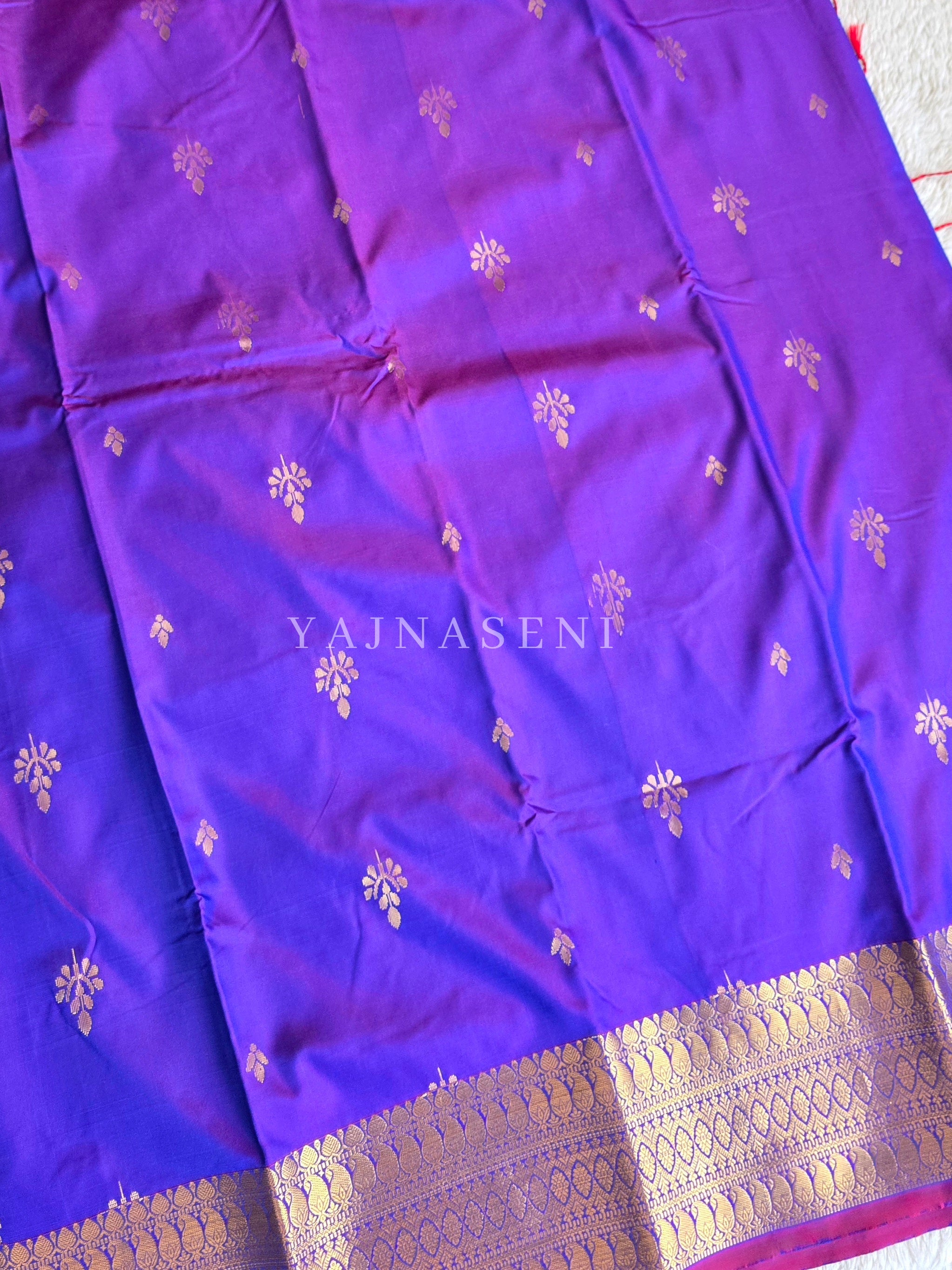 Dainty Motifs x Semi Soft Silk Saree - Purple Garnet