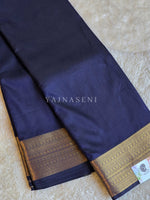 Load image into Gallery viewer, Minimalist Semi Silk Saree x Gold Zari - Dark Blue
