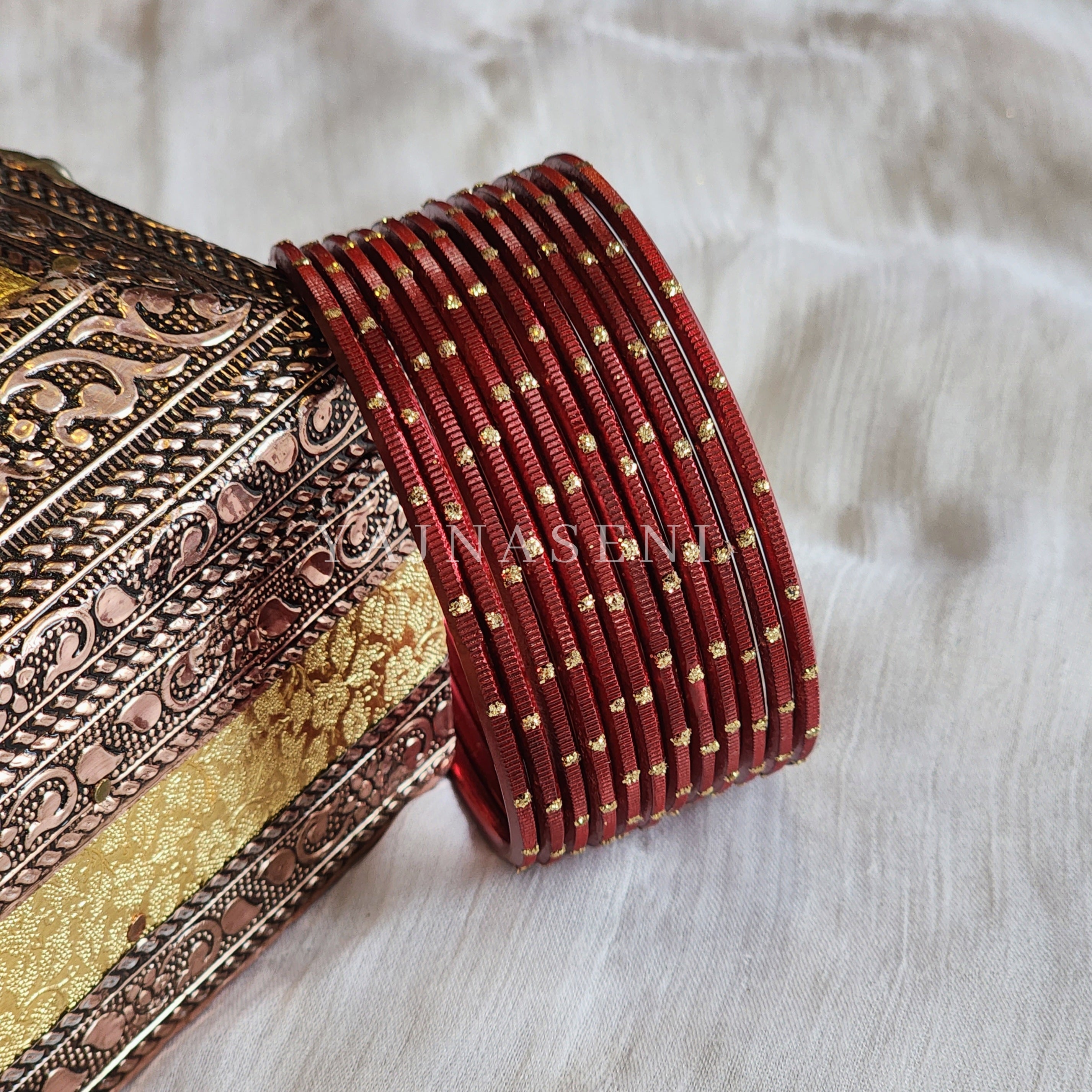 Metallic x Dot Bangles - Maroon