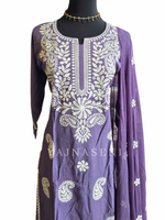 Load image into Gallery viewer, ZUNAIRA [XL/42] - Straight Cut Kurti Set (Purple)
