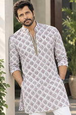 Load image into Gallery viewer, VIKRAM [M/38] - (Purple) Men Mid Length Kurta Top
