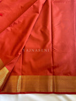 Load image into Gallery viewer, Minimalist Semi Silk Saree x Gold Zari - Dark Terracotta
