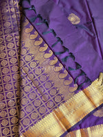 Load image into Gallery viewer, Soft Silk x Gold Zari Saree - Dark Purple
