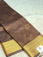 Load image into Gallery viewer, Kolam Motifs x Semi Soft Silk Saree - Chocolate Brown
