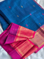 Load image into Gallery viewer, Maheswari Handloom Silk Cotton Saree - Blue x Purple
